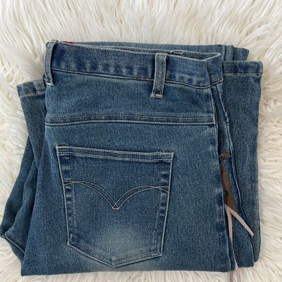 Rare Solo Blue and Brown Flare Jeans with Unique Patchwork Size 12 - Picture 8 of 8